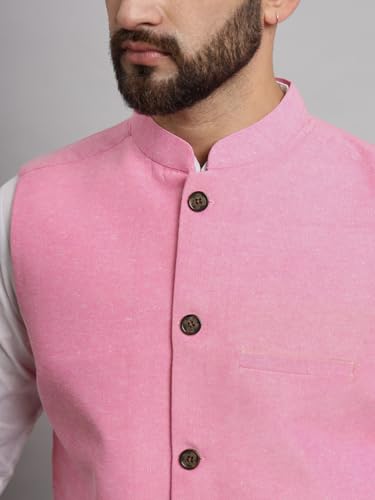 Image of LATEST CHIKAN Men's Traditional Cotton Solid Nehru Jacket /Waistcoat