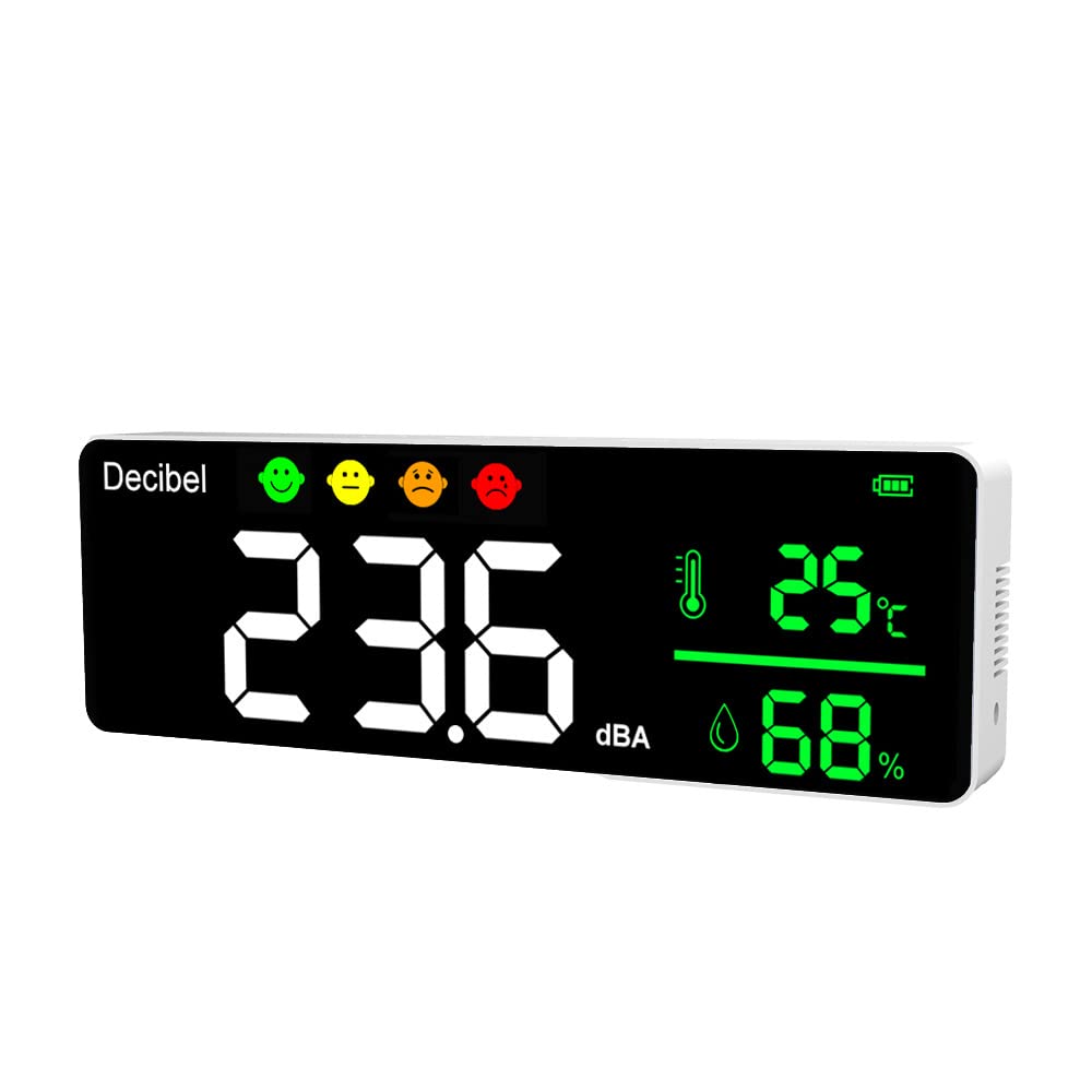 Instrumento de medición de ruido Medidor de sonido de decibelios digital Medidor de temperatura Medidor de humedad Detector 3 en 1 Probador de pantalla grande montado en la pared interior
