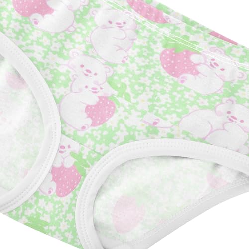Joisal Cute Bears Strawberries Green Girl Panties Cute Girls Underwear Toddlers Cotton Florals Undies Kids Briefs 2t4