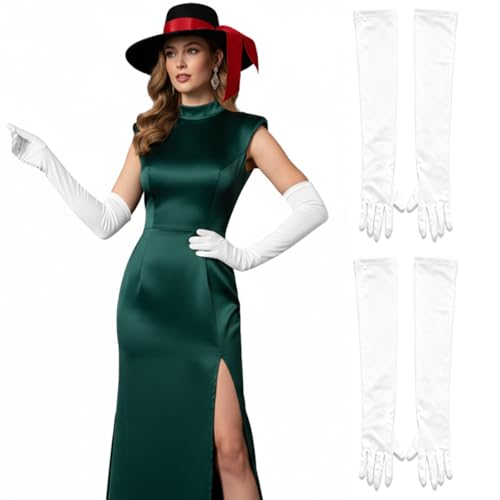 Guantes Largos De Satén A La Moda Para Mujer 3pzs Guantes Largos De Satén A La Moda Para Mujer 3pzs