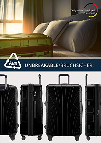 Suitline grote harde koffer trolley, reiskoffer check-in bagage, TSA, 76 cm, ca. 86 liter, 100% ABS mat zwart - Image 5