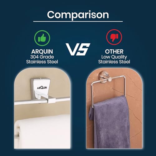 Image of Arquin Bathroom Accessories Towel Ring Holder|Towel Ring 304 Stainless Steel Napkin Towel Hanger for Washbasin |Towel Hanger,Holder,Bathroom Accessories|Kitchen Hand Towel Holder Set Selvi
