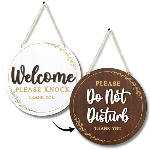 Woodamore Do Not Disturb Door Hanger Sign - Funny Do Not Disturb Sign For Office Door, Welcome Please Knock Signs For Doors Changeable, Busy Signs For Bedroom Wall Decor