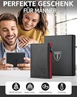 TEEHON Geldbörse Herren - Magnetischer Slim Wallet mit Münzfach & RFID Schutz & ID-Fenster - Leder Portmonee Geldbeutel kartenetui für Karten - kreditkartenetui Männer Klein - Kartenhalter (Rot) – Ansicht 7