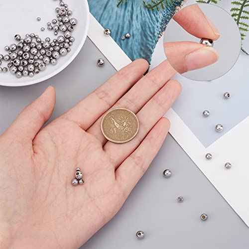DICOSMETIC 120Pcs 4 Sizes Memory Wire End Caps Stainless Steel Cord End Caps Round Half Drilled Beads Ball Shape Cord Terminators for Earrings Necklace Bracelet Jewelry Making DIY Crafts - Image 3