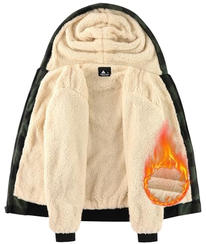 Image of GEEK LIGHTING Boys Flannel Jacket Sherpa Lined Hoodies Zip Up Fleece Plaid Shirt Jackets Winter Outdoor Coat Warm