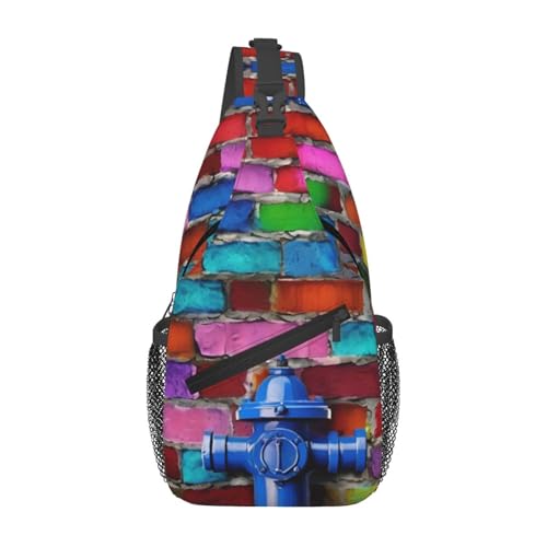 Bolso tipo Sling con estampado ladrillos para mujeres y hombres miniatura 1