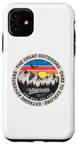 Vintage Retro Style Outdoors Stay Wild and free Mountain �X�}�z�P�[�X iPhone 11 �p