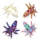 4PCS 3D Printed Double Head Skeleton Spider, Glow in The Dark Articulated Animals Fidget Toys for Kids, Christmas Halloween Decorations Gifts for Boys and Girls, Halloween Prank Props Party Supplies