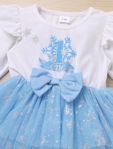OBEEII Baby Girl First Christmas Velvet Tulle Dress Long Sleeve Sparkle Snowflake Tiered Dress 1st Birthday Cake Smash Outfit4