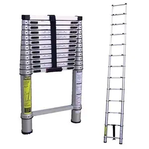 Inditradition 5.8 Meter (19 Feet) High Length Telescoping Ladder, Multipurpose Folding Step Ladder (Aluminium)