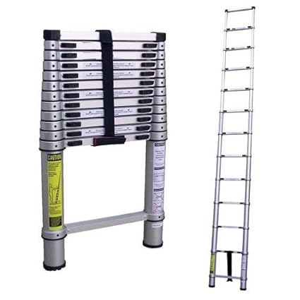 Inditradition 10.5 Feet Wall Supported Aluminium Extension Ladder for Indoor & Outdoor Use | EN131 Certified Foldable & Portable (11 Steps, 8 KG, 3.2 Meter, Silver)