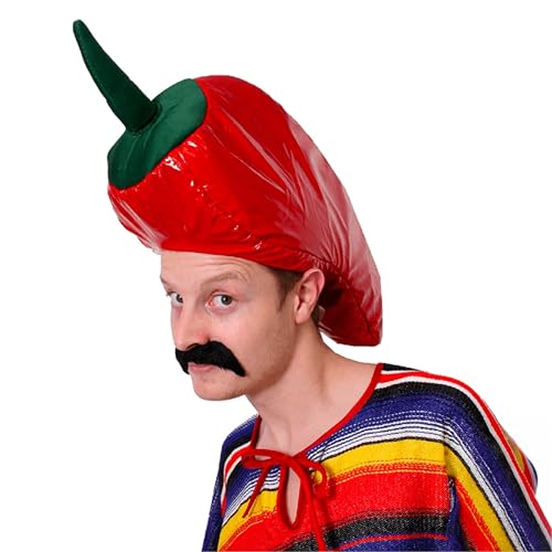 0207VP80SH7 Déguisement Mexicain Piment Rouge Chapeau déguisement Chapeau Nouveauté Nourriture Couvre-Chef Mexicain Vif Piment déguisement