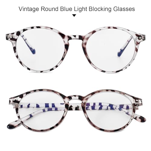 Image of Blue Light Glasses for Men Women, Vintage Round Frame Eyeglasses | Blue Light Blocking Glasses, Lightweight TR90 Frame, Work Gaming Daily Screen Office Computer Use