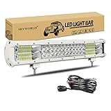 Paket beinhaltet: 1 x 17.5 Zoll Weiße Abdeckung LED-Lichtstange, 2 x einstellbare Montagehalterungen, 1 x 10FT 40A DC12V-Verdrahtungs-Kabelbaum-Kabel (eine Leitung für eine Lampe).