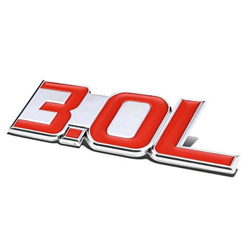 Image of Auto Dynasty Metal Emblem Decal Logo Trim Badge 3.0L (Red & Silver)