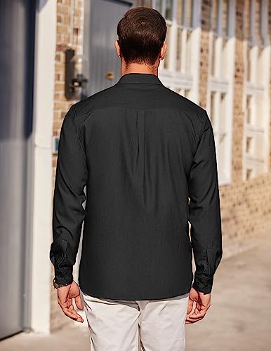 COOFANDY Mens Casual Button Down Shirts Long Sleeve Wrinkle Free Untucked Dress Shirts3