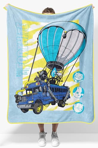 Jay Franco Kids Plush Throw Blanket Soft & Cozy Fleece Throw for Bedroom & Couch Dcor Official Licensed Product Blue - Fortnite 40x50 - Travel Blanket