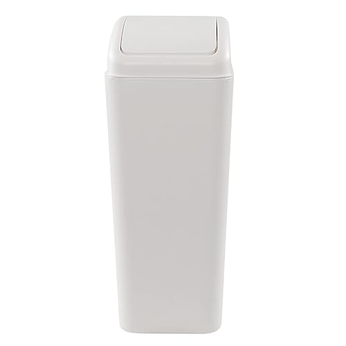 Miniatura 7 de Ucake Bote de basura de plástico de 35 galones con tapa abatible contenedor de basura con tapa abatible color blanco