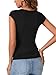 KIFOVEN Women’s Summer T Shirt Sexy Deep V Neck Cap Sleeve Slim Fit Tee Top Blouse Black Medium