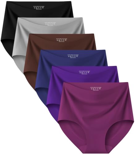 Image of Kalapa Seamless Womens Underwear High Waisted No Show Briefs Silky Stretch Breathable Full Coverage Ladies Panties Multi Pack