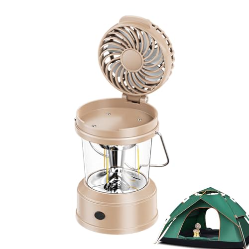 Ventilateur de camping pour tente avec crochets suspendus et lanterne intégrée