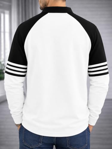 Image of Noble Monk Men's Printed Full Sleeve Casual T-Shirt | Regular Fit Polo Neck T-Shirt for Men