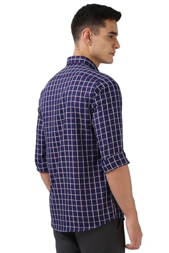 Image of Peter England Men Cotton Premium Checkered Full Sleeve Slim Fit Casual Shirt