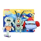 SpongeBob SquarePants for Pets 3 Piece Squidward, Plankton, and Mr. Krabs Figure Plush Dog Toy | 6 Inch Small Dog Toys for Spongebob Fans | Squeaky Dog Toys for All Dogs
