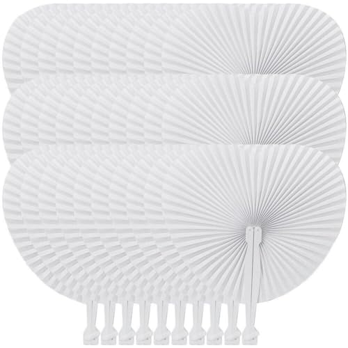 Fan pliant en papier blanc en forme de cœur à offrir aux invités de baptême