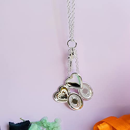 Image of Via Mazzini Silver Heart Photo Locket Pendant for Women and Girls (NK0538)