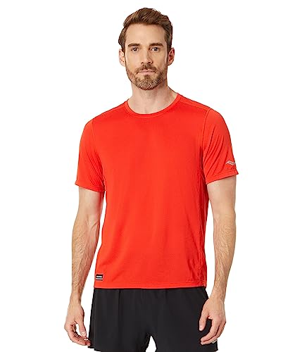 Saucony Men's Stopwatch Short Sleeve Light Grey Heather XXL