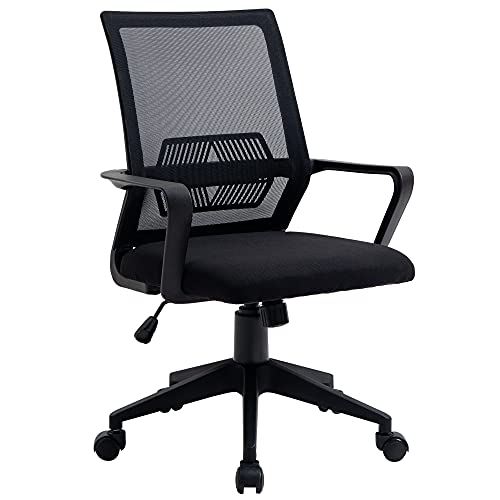 Sillas Oficina Vinsetto Silla de Oficina Ergonómica Silla de Escritorio Giratoria Ajustable en Altura con Reposabrazos y Soporte Lumbar...