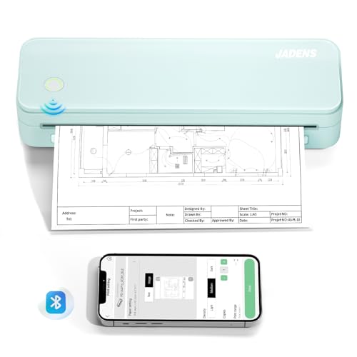 JADENS Portable Printers Wireless for Travel, Thermal Inkless Printer, Support 8.5" X 11" Thermal Paper(Green)
