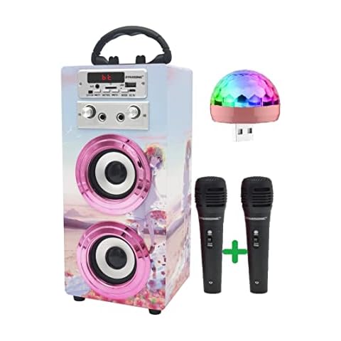 Altavoz Bluetooth Portátil Karaoke DYNASONIC 025 con Micrófonos y Luz Cover