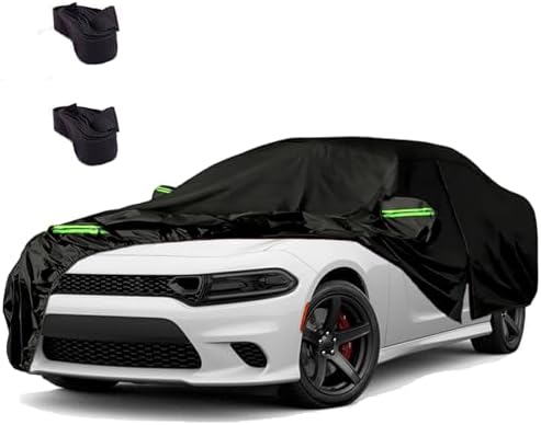 Aazai Waterproof Car Covers for 2006-2023 Dodge Charger Car Cover, 210T All-Weather High-Density Waterproof Charger Car Cover, w/Zipper Door, Windproof, Dustproof and UV Proof All Weather Protection