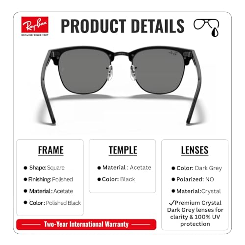 Image of Ray-Ban RB3016 CLUBMASTER MARBLE Square Shaped Sunglasses for Men & Women with Official RAYBAN Eyewear Kit