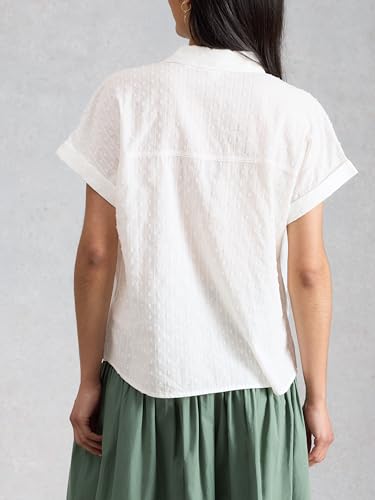 White Stuff Chemise à Manches Courtes boutonnée Orla pour Femme – Élégant Frauen Kurzarmhemd mit Kragen – BRIL White – Größe 40 – vue 4