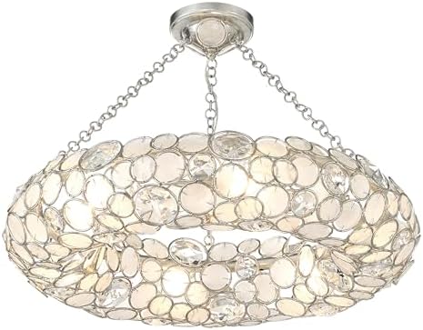 Crystorama Palla 6 Light Antique Silver Semi Flush Mount