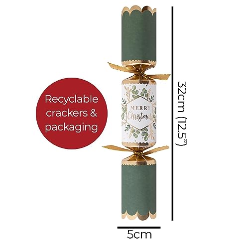 YöL Pack Of 8 Premium Christmas Crackers Eucalyptus Green & Gold Eco Friendly Stylish Luxury Xmas Party - Image 5