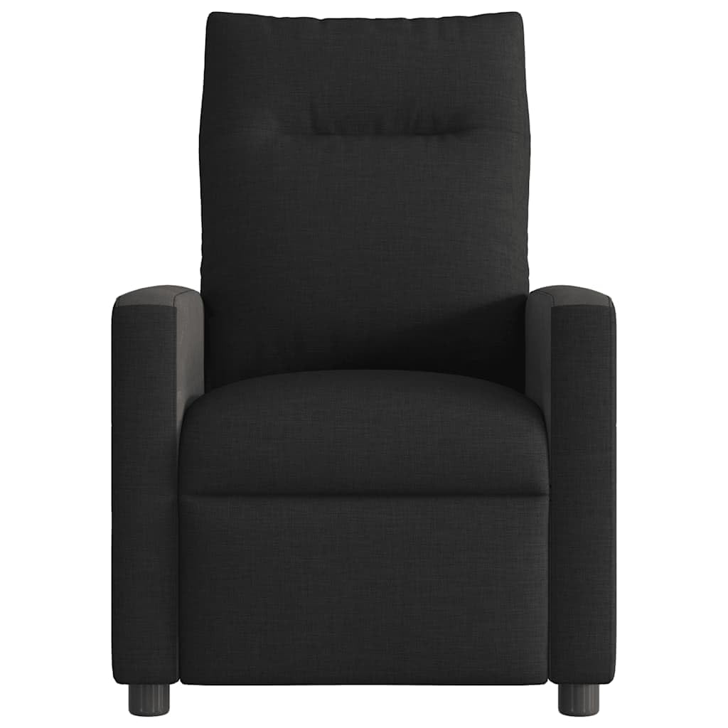 Massagesessel elektrisch schwarz Stoffbezug mit 6-Punkt-Vibrationsmassage und Elektromotor, Relaxsessel mit Verstellbarer Rückenlehne und Fußstütze