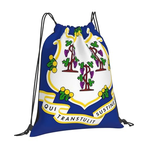 Connecticut State Flag Print Drawstring Bags Gym Bag - Lightweight Foldable - Sports, Travel, Yoga, Beach, Hiking, Picnics, Outdoor2