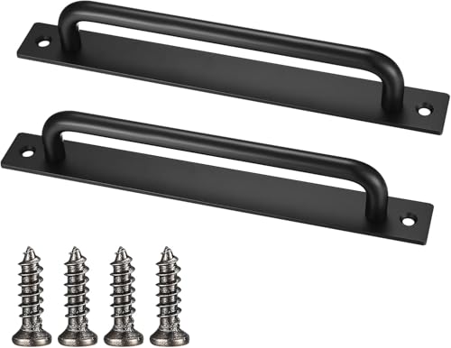 2 Piezas Tiradores Puertas Correderas, Manijas para Puertas Corredizas, Tirador de Puerta de Granero de Acero Inoxidable Negra, Manetas Puertas con Tornillos para Cocina Gabinetes Muebles Armario