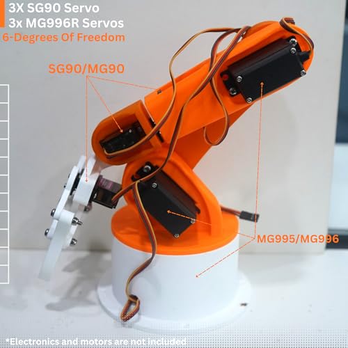 Image of Bench Robotics STEM Robot Arm Smartphone Controlled || Educational DIY Kit (3D Printed Parts) (Industrial Orange)