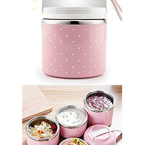 Fiambrera bento box de acero inoxidable REYG con tazones redondos apilables aislados de 3 capas 3