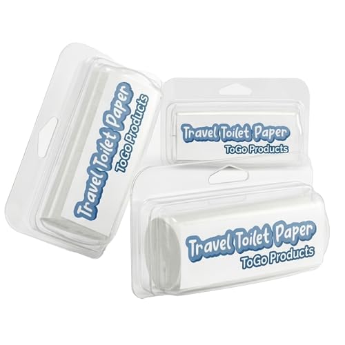 ToGo Toilet Paper (3 Pack)- Coreless Rolls in Enclosed Plastic Dispenser Case- Biodegradable & Septic Safe-Ideal for Camping Hiking and International Traveling- 2-Ply.
