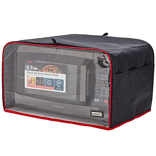 image for HOMEST Visible Microwave Oven Dust Cover with Accessory Pockets, Compa