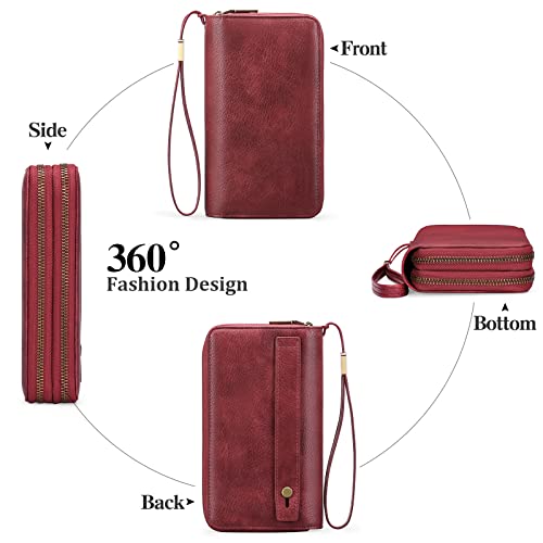 Image of GAEKEAO RFID Leather Wristlet Wallet for Women with Grip Strap