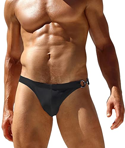AIEOE Men’s Swim Briefs Low Rise Quick Dry Swimsuit Athletic Training Swimwear Hook and Eye