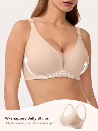 Image of LUCKMEEY Bras for Women No Underwire Deep V Wireless Bra Push Up Seamless Bras Full Coverage Bralettes Everyday Bra